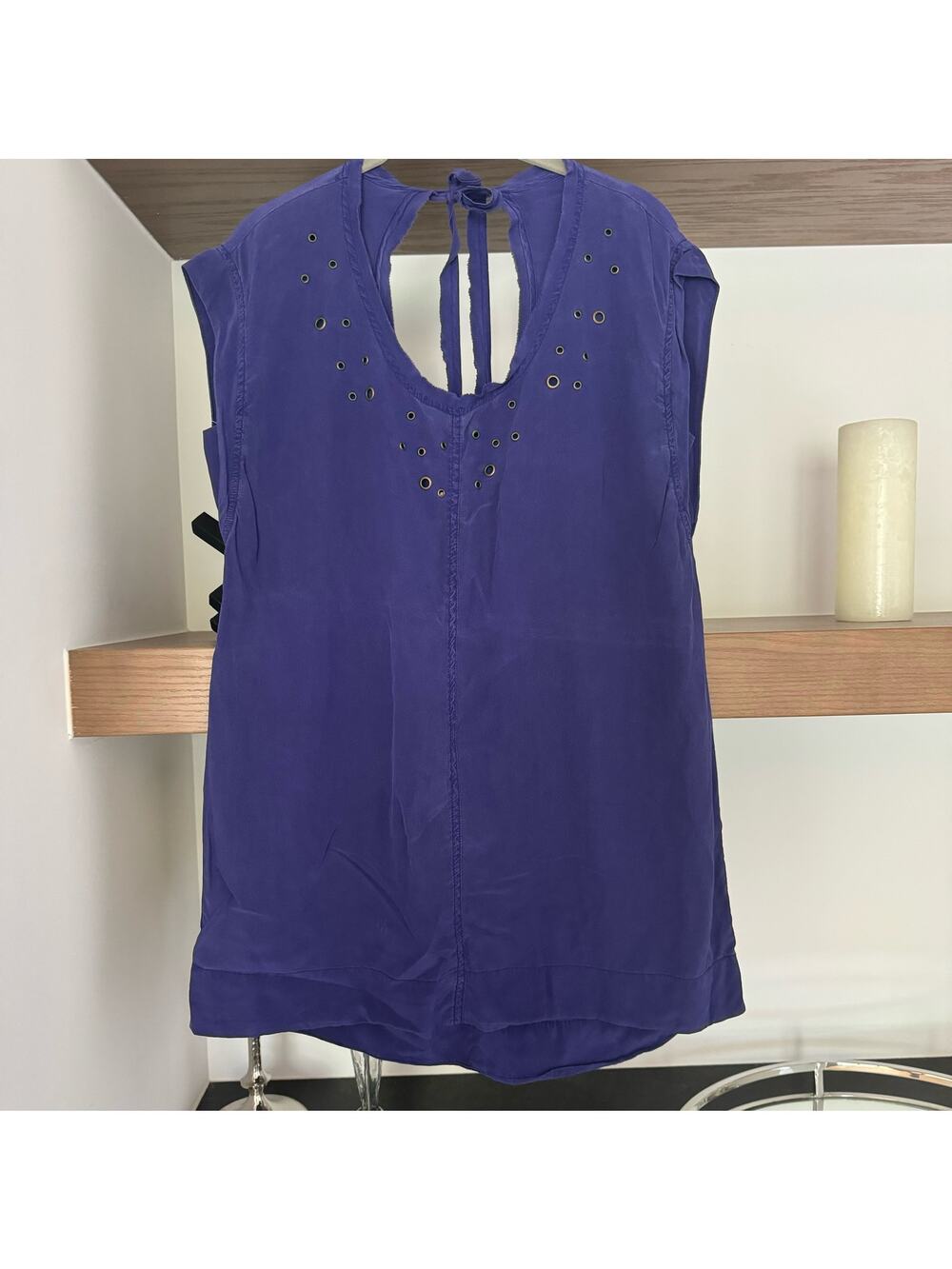 Sanctuary 100% Silk Tie Back Top in Purple